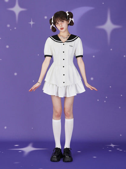 Sailor Collar Pumpkin Pants Set