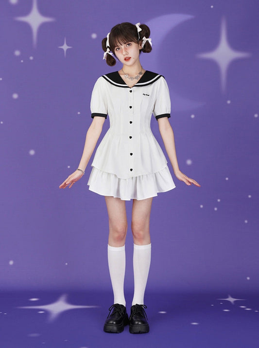 Sailor Collar Pumpkin Pants Set