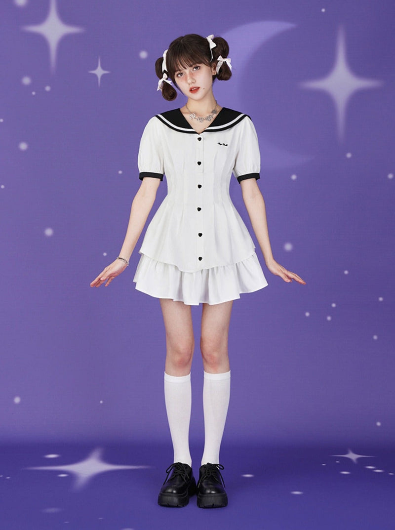 Sailor Collar Pumpkin Pants Set