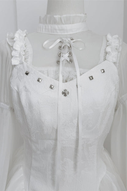 Jirai Bird Suspender Dress + Sheer Sleeve Top