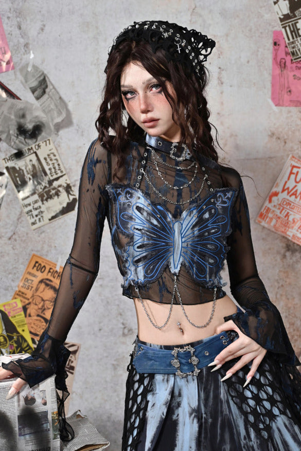 [pre-order] Virtual Sheer Top + Chain Butterfly Tube Top