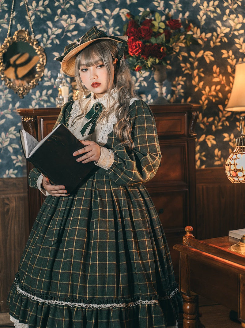Retro Girl Volume Check Lolita Dress [pre-order]