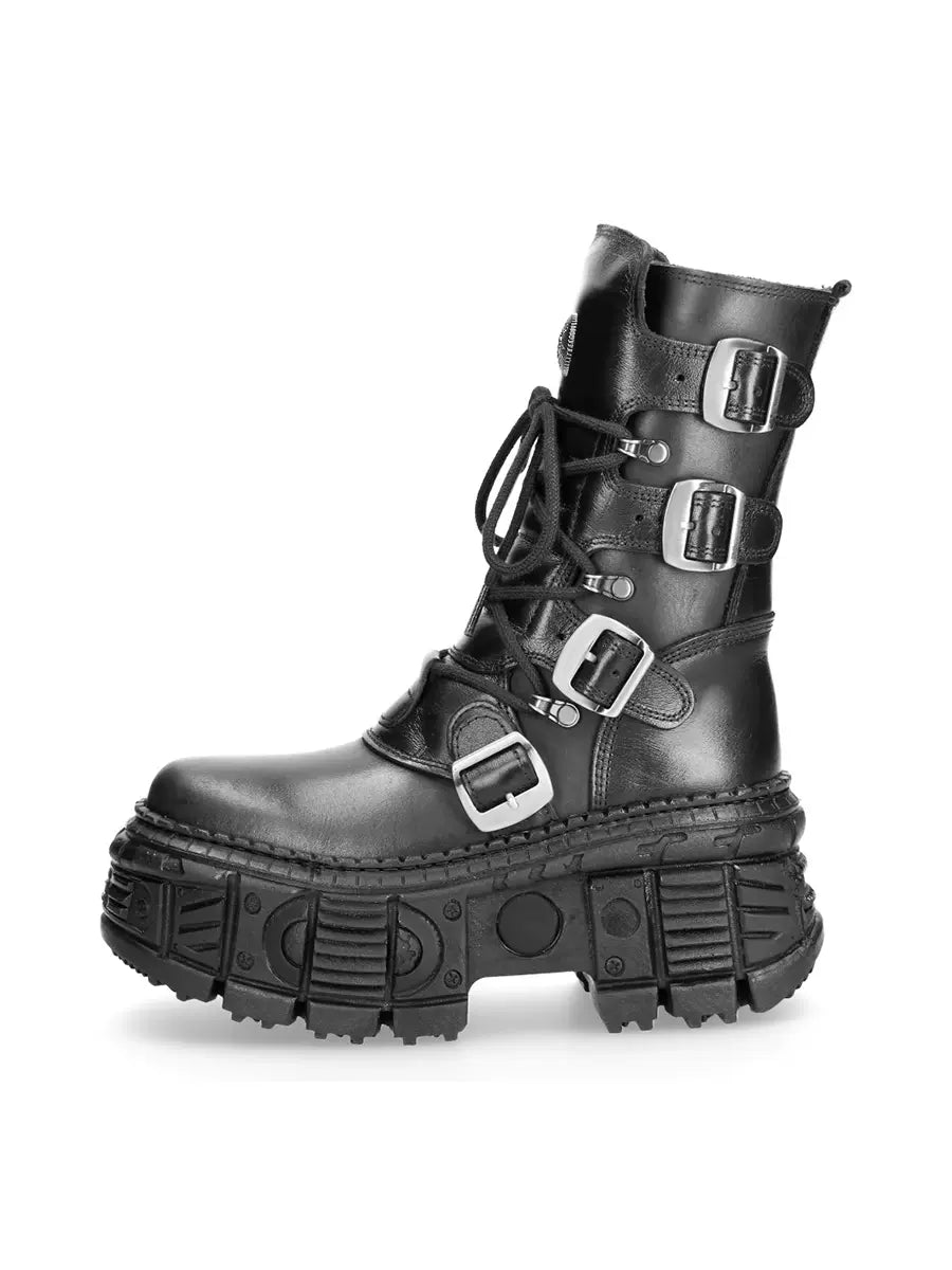 Dark Punk Metal Street Style Power Sole Half Boots