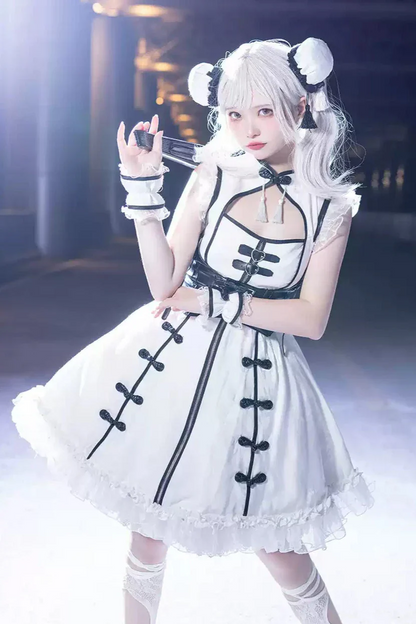 Dark Punk Black White Chinese-style Dress Suit