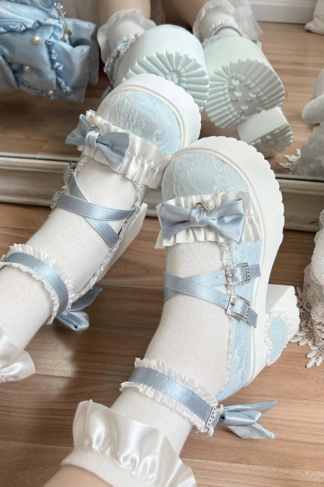 Dream Ribbon Lace Mary Jane Shoes