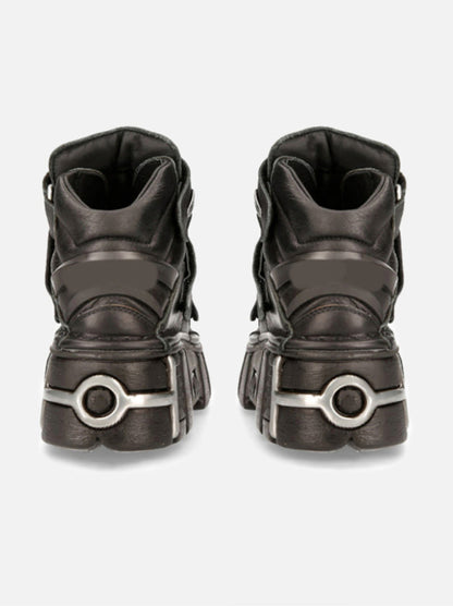 Punk Style Leather Metal Power Sole Sneakers
