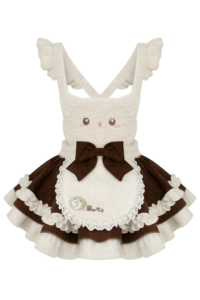 Matcha Roll Japanese Style Top + Kitten Suspender Skirt + Cape With Ribbon