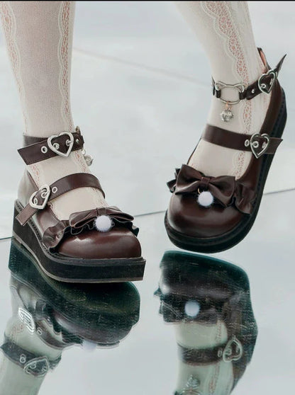 Nya Kokoro Lolita Retro Soft Girl Round Toe Shoes