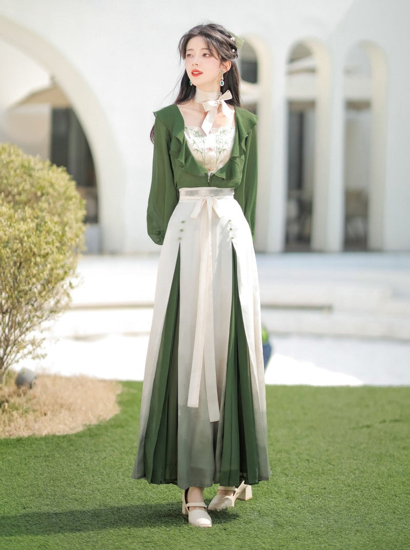Lolita Chinese-style Top + Camisole + Long Skirt + Ribbon