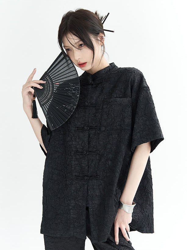 Sparkling Chinese-style Shirt Pants Suit
