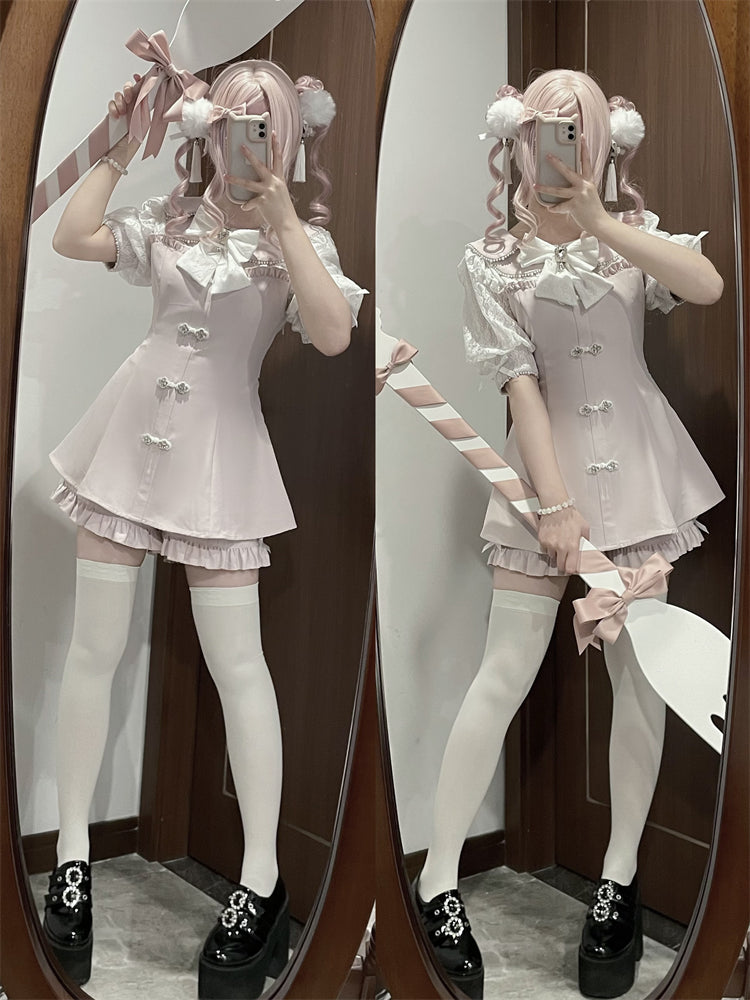 Subculture Dark Kawaii Chinese-style Sweet Top + Pants