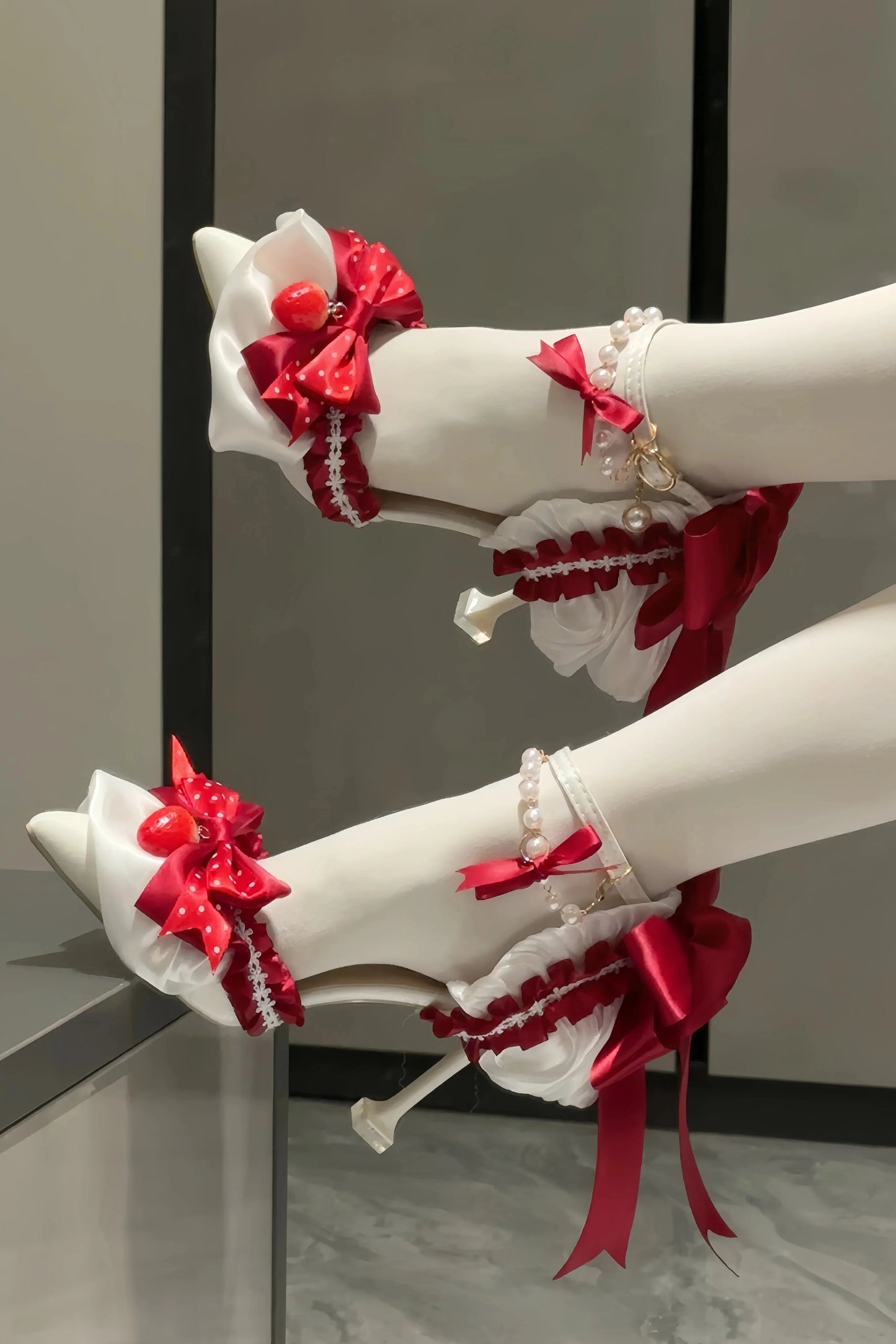 Ribbon Strawberry Cake Lolita Heels