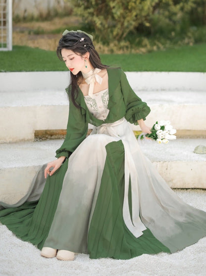 Lolita Chinese-style Top + Camisole + Long Skirt + Ribbon