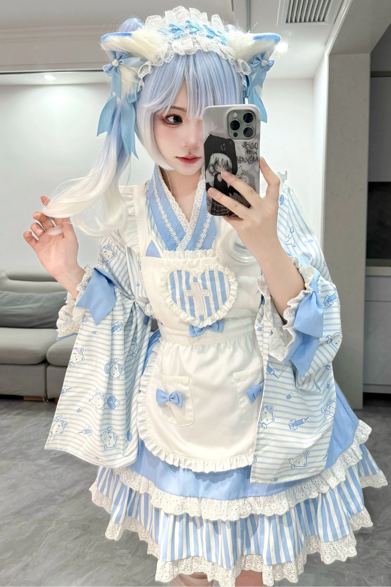 Medical Japanese Style Maid Stripe Lolita