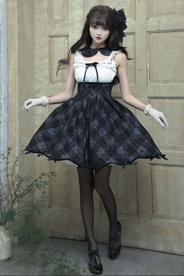 Silent Black Lady Lolita Princess Jumperskirt + Cropped Top