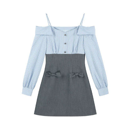 French Striped Blue Dress