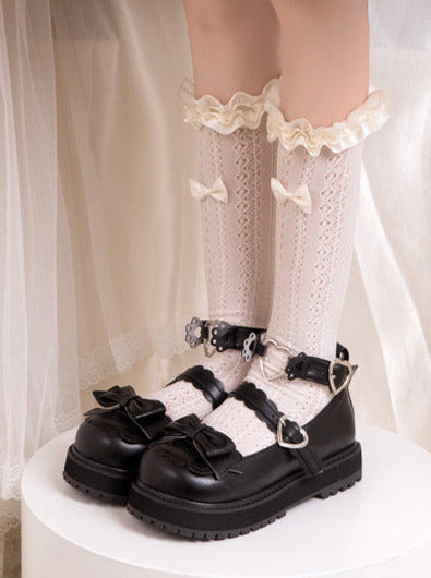 Lolita Low-heel Love Bear Claw Retro Shoes