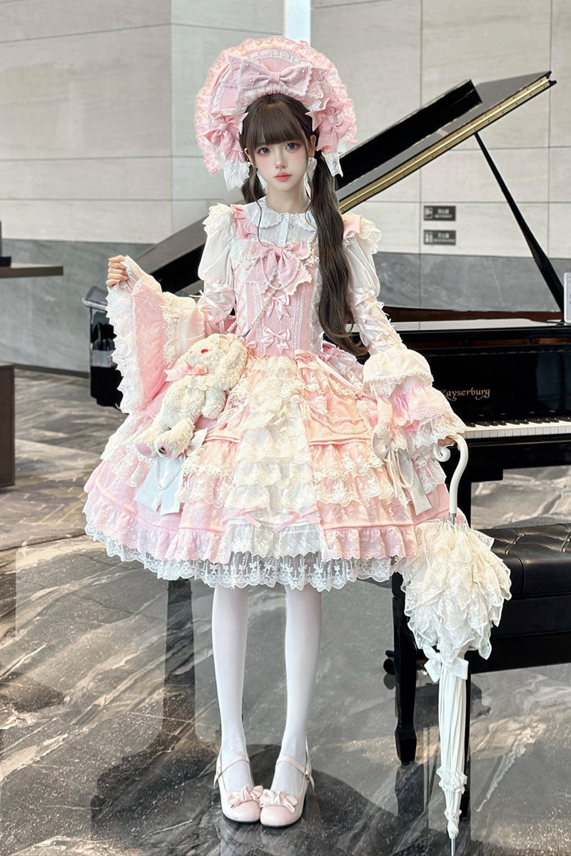 [pre-order] Peach Rabbit Antique Doll Lolita Dress Set