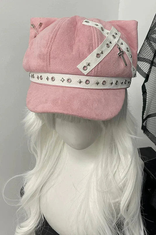 Studded Punk Cat Ear Hat