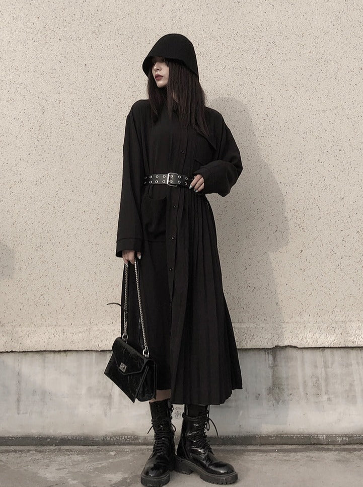 Dark Style Loose Shirt Dress