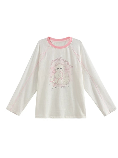 Sweet Cat Print Top