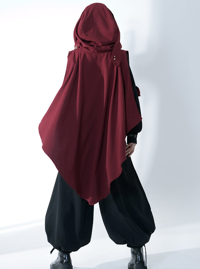 Dark Cool Jacket + Capri Pants + Hooded Scarf