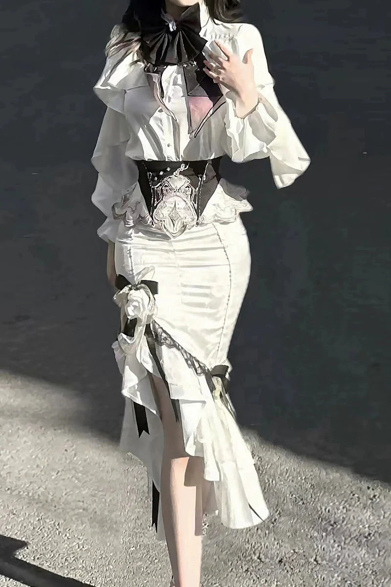 [pre-order] Flower Skirt + Ruffle Top + Waist Belt