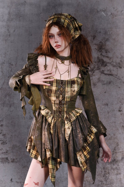 [pre-order] Y2k Plaid Retro Suspender Dress