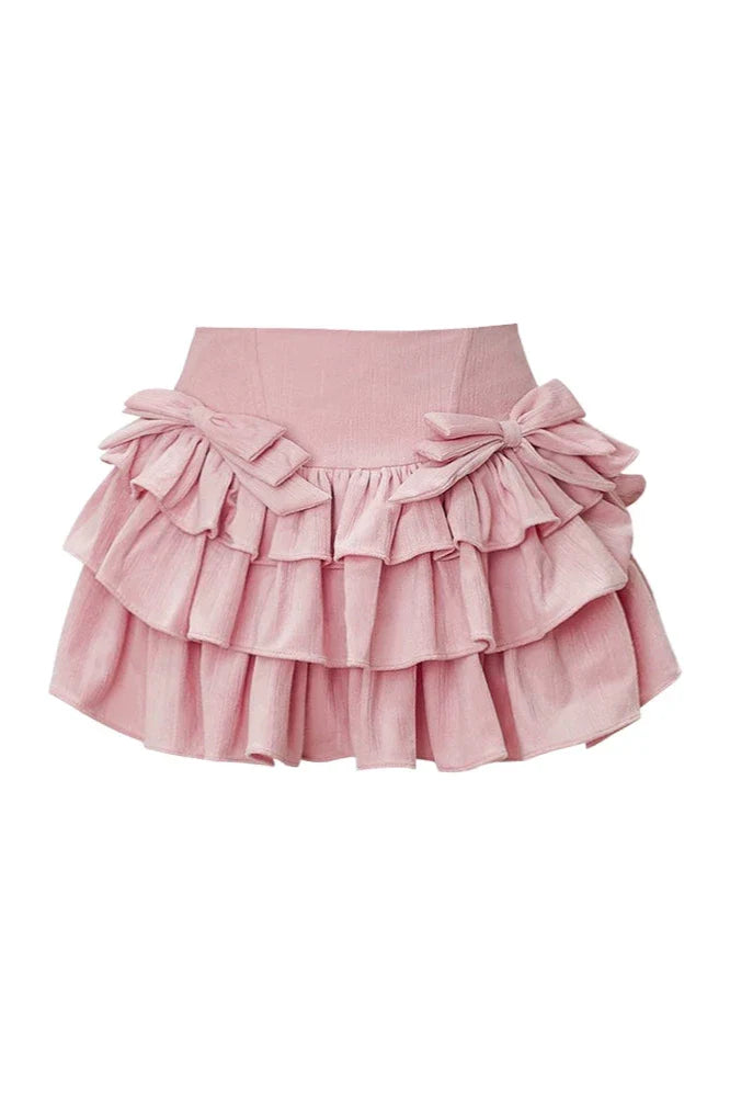 Japanese Style Top + Cape + Ribbon Girdle + Tiered Skirt