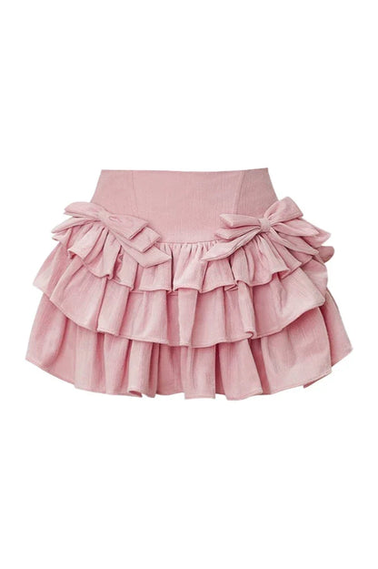 Japanese Style Top + Cape + Ribbon Girdle + Tiered Skirt