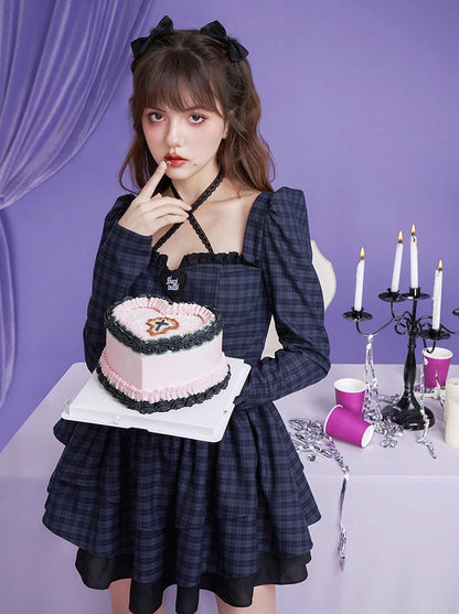 Gingham Plaid Ruffle Dress
