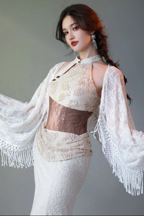 Black and White Lace Cardigan