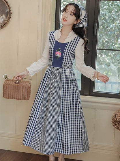 Gingham Plaid Flower Retro Country Dress