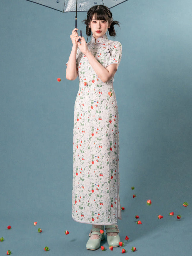 Strawberry Piping Cheongsam Dress