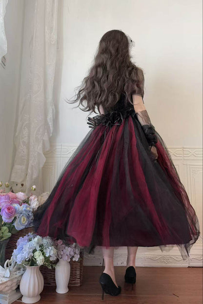 Dark Tulle Dress + Hat