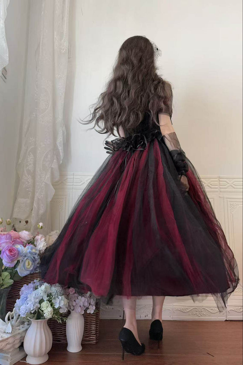 Dark Tulle Dress + Hat