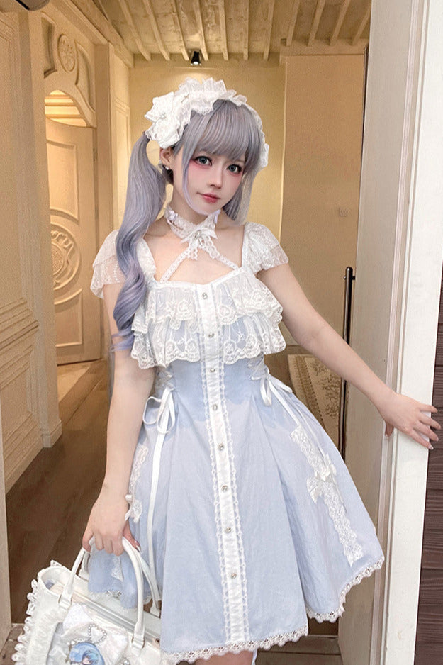 [reservations] Gothic Dark Mine Lace Flying Sleeve Dress + Choker