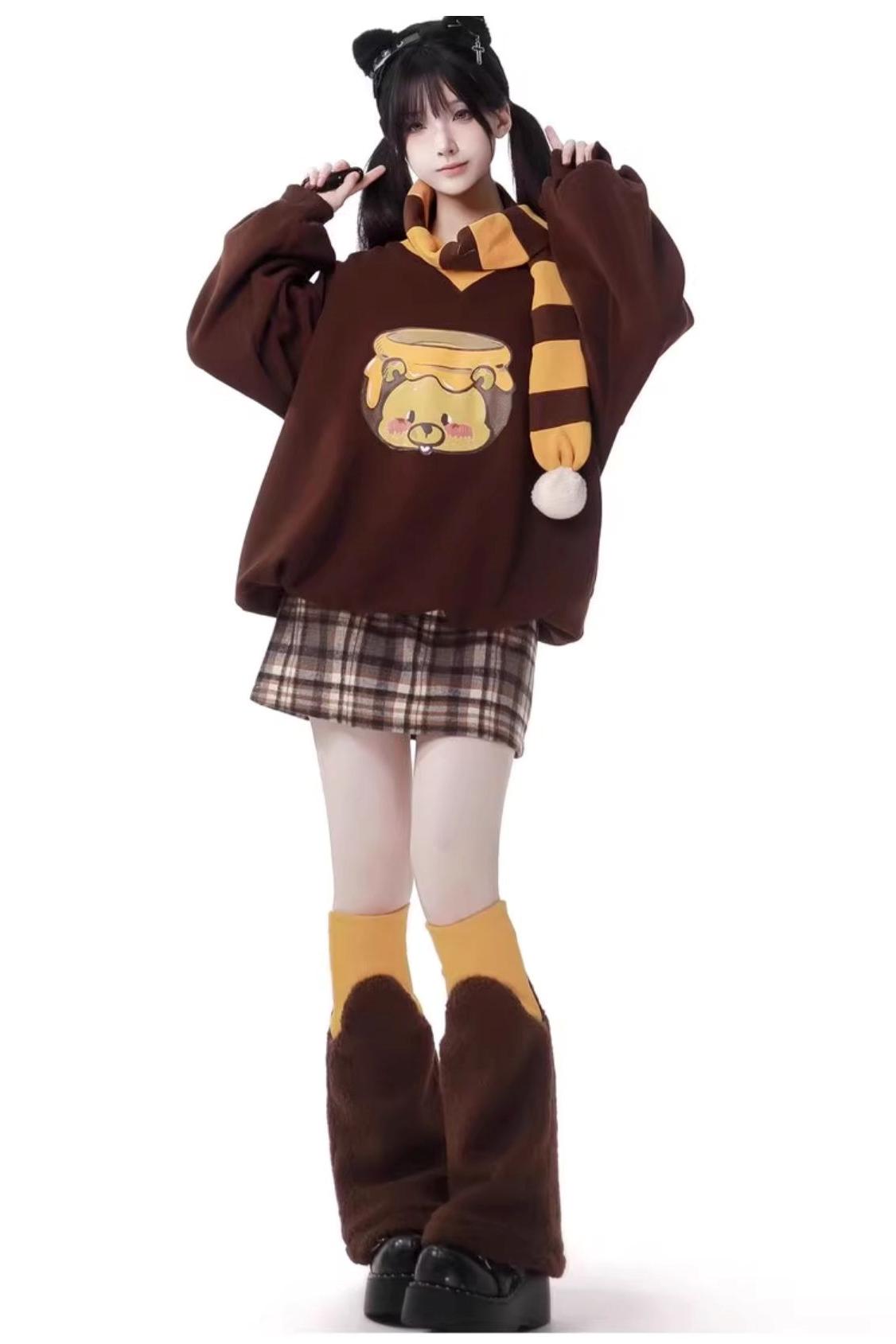 Simple Coffee Sweatshirt and Skirt Set