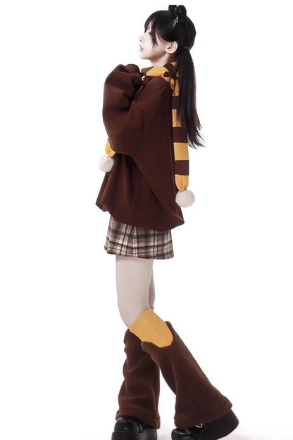 Simple Coffee Sweatshirt and Skirt Set