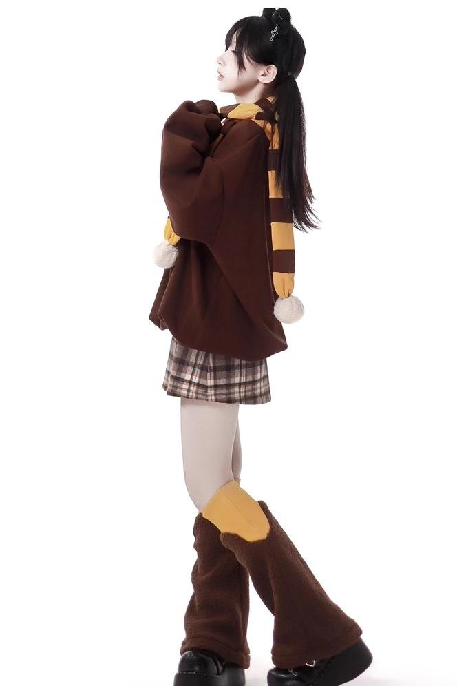 Simple Coffee Sweatshirt and Skirt Set