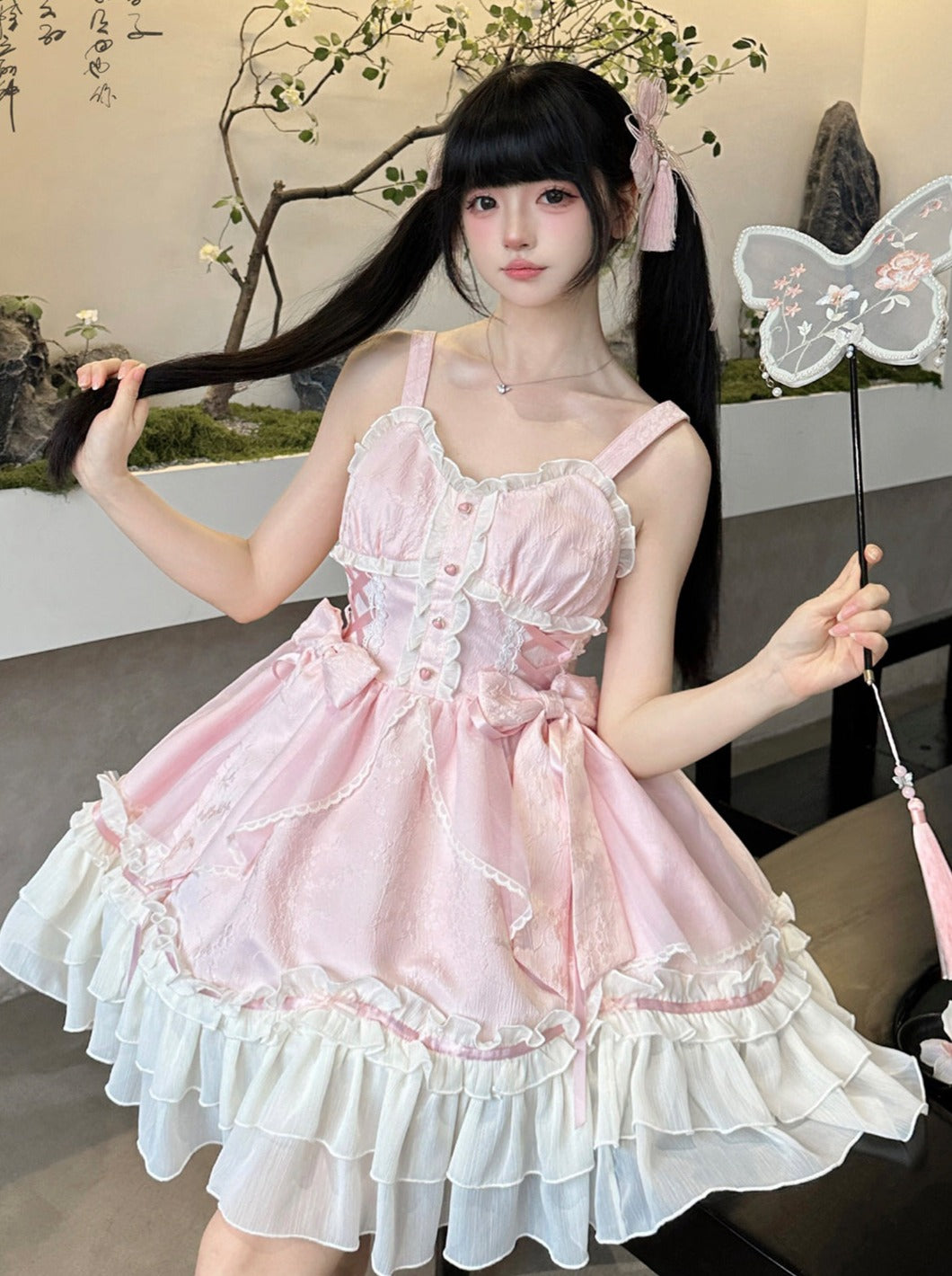 Light Lolita Suspender Dress + Short Shawl