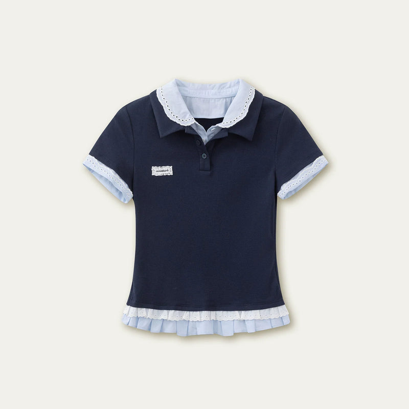 Retro Polka Dot Knit Polo