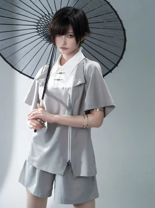 Chinese-style Mode Summer Top + Shorts