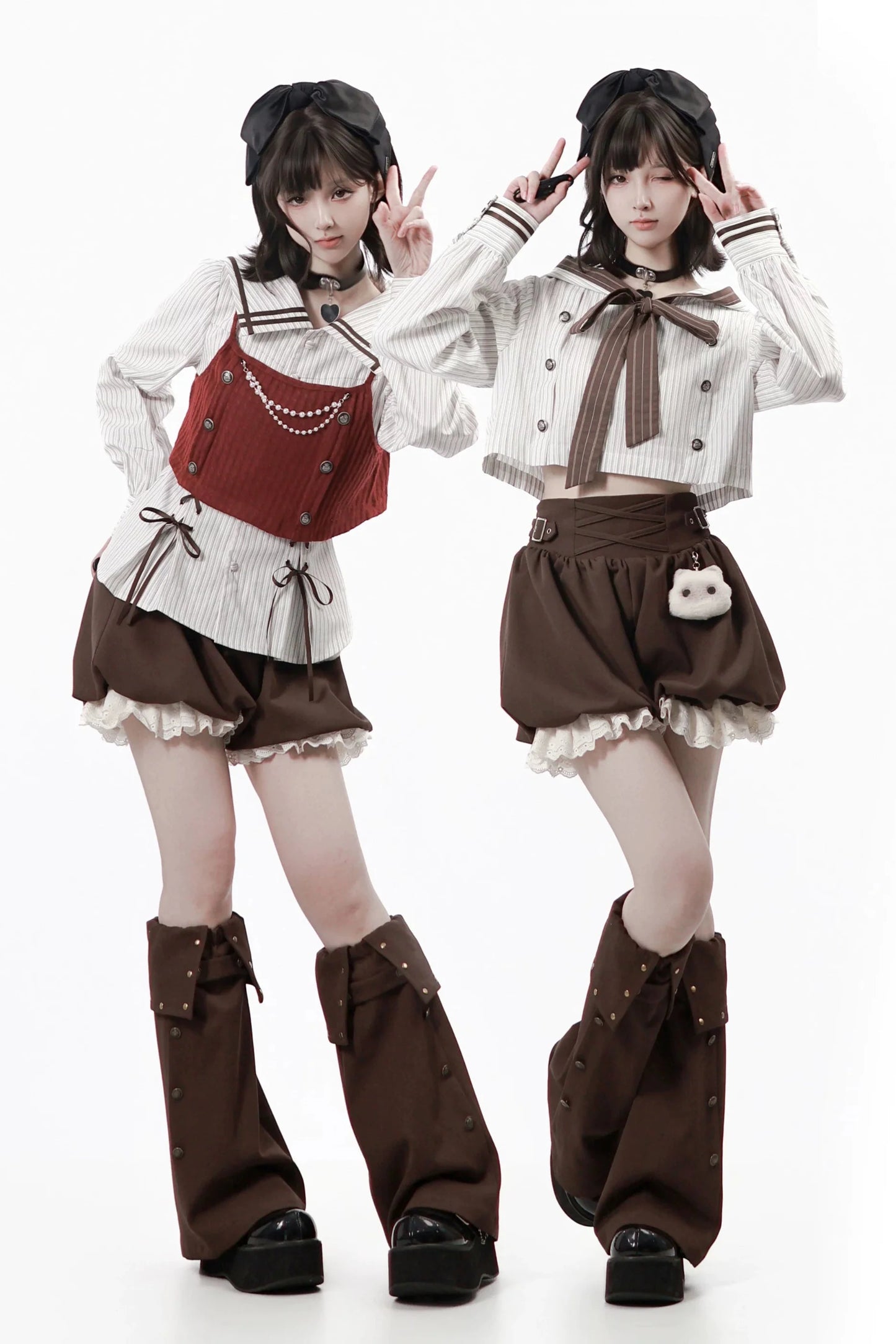 Hooded Top + Shirt + Skirt + Leg Warmers + Vest