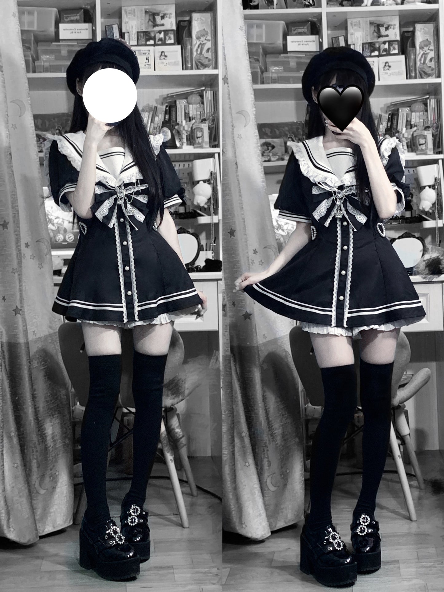 [pre-order] Sailor Collar Peplum Top + Shorts