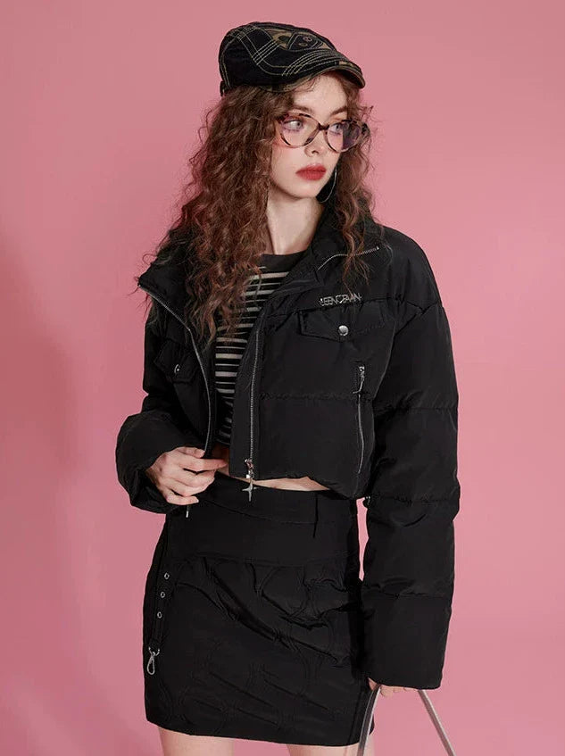 Duck Down Short Jacket + Skirt Set