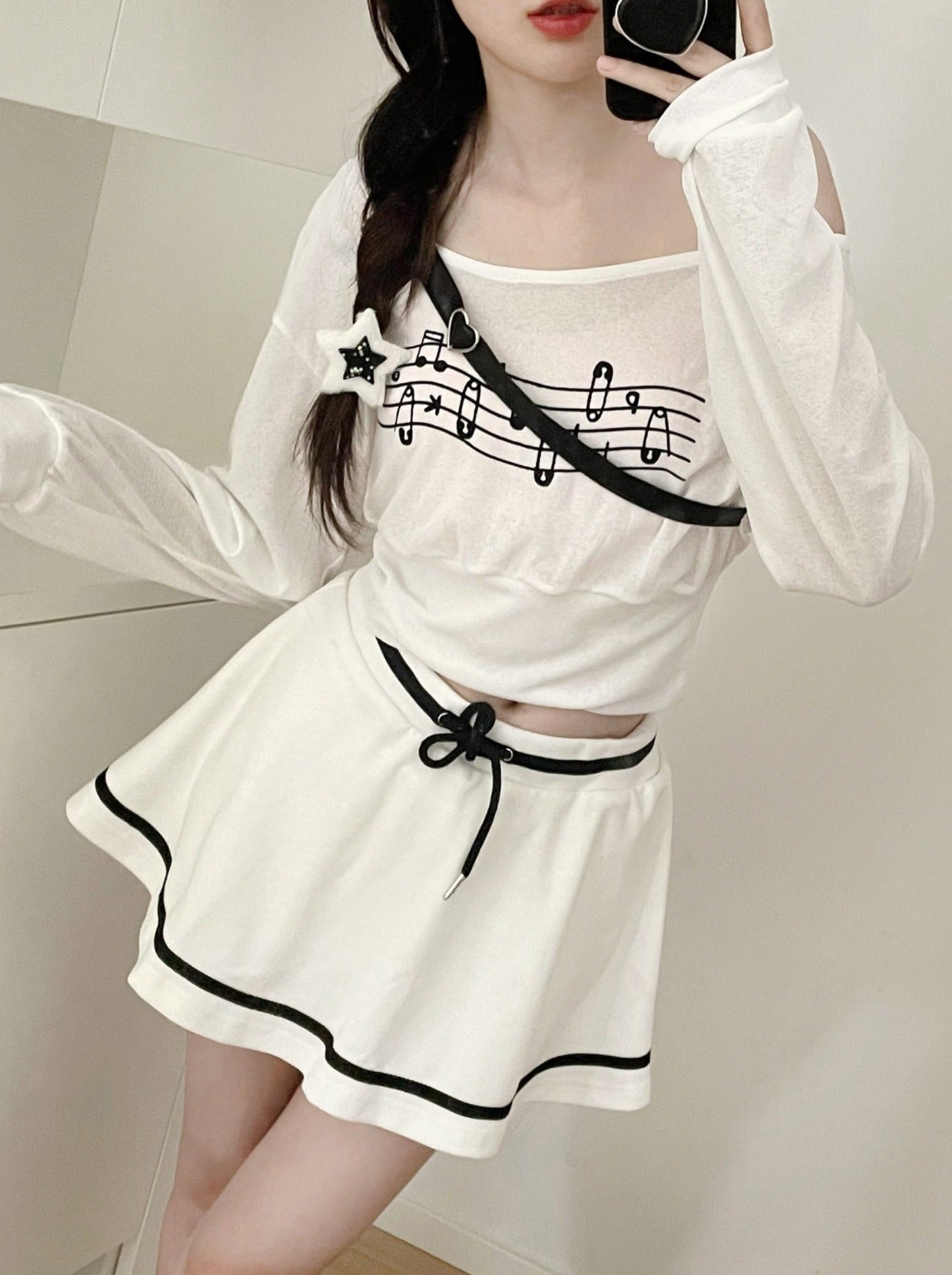 Sporty Mix Top + Hooded Hoodie + Camisole + Culottes