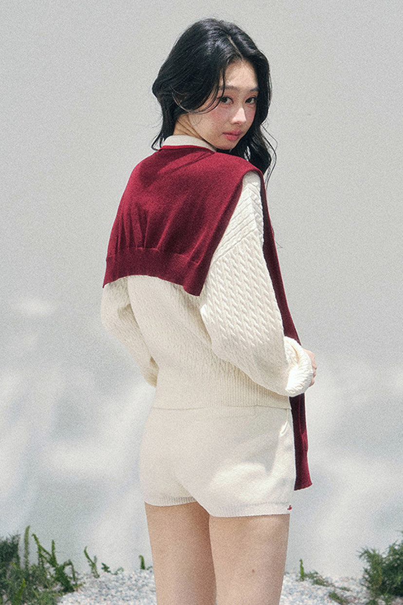 Loose Preppy Sweater + Shorts + Shawl