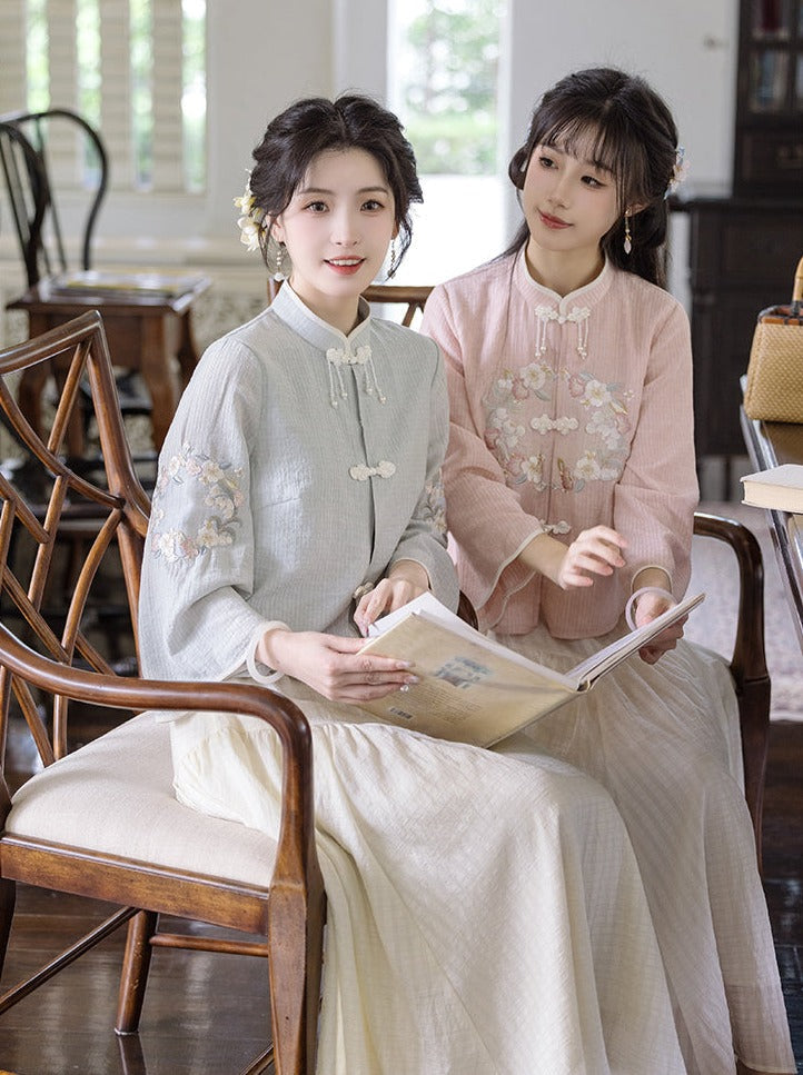 Spring Chinese-style Top + Long Skirt