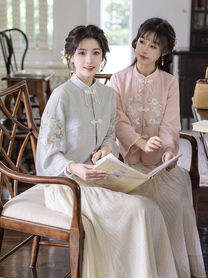 Spring Chinese-style Top + Long Skirt